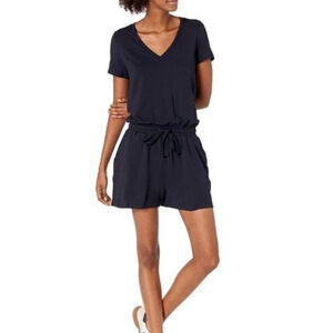 Daily Ritual Black Athleisure VNeck Soft Stretch Romper Sz Medium
